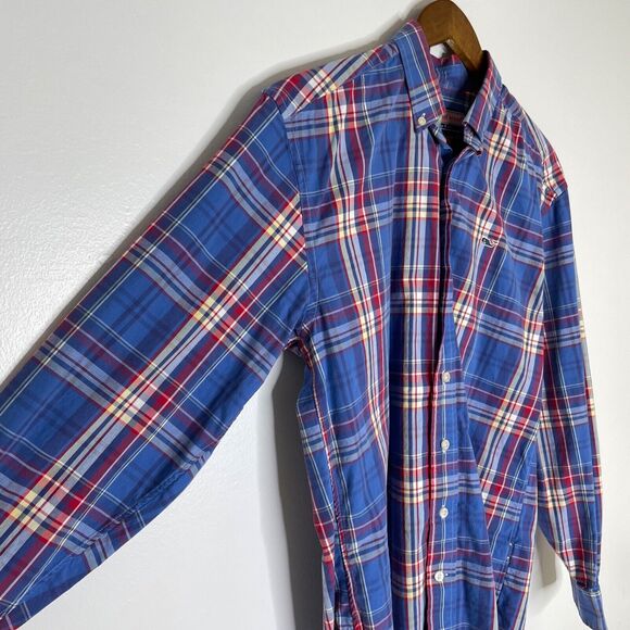 Vineyard Vines Blue Red Long Sleeve Plaid Button Up Whale Shirt Size Small Men's - Picture 7 of 10